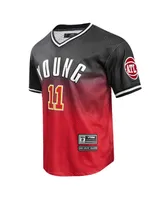 Men's Post Trae Young Black, Red Atlanta Hawks Ombre Name and Number T-shirt