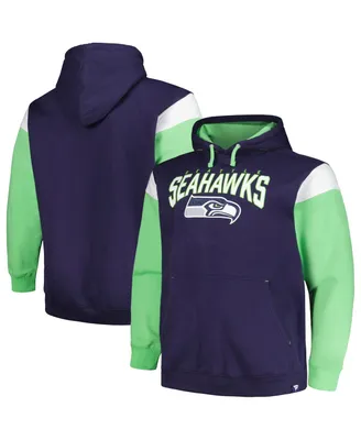 Men's Profile College Navy Seattle Seahawks Big and Tall Trench Battle Pullover Hoodie