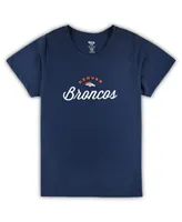 Women's Concepts Sport Navy Denver Broncos Plus Badge T-shirt and Flannel Pants Sleep Set