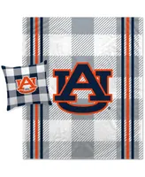 Pegasus Home Fashions Auburn Tigers Gray Plaid Stripes Blanket and Pillow Combo Set