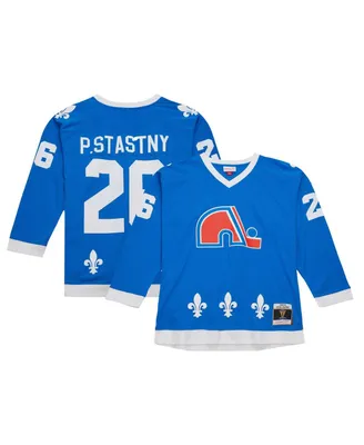 Men's Mitchell & Ness Peter Stastny Blue Distressed Quebec Nordiques Vintage-Like Hockey 1980/81 Line Player Jersey