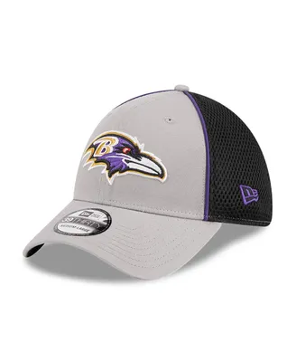 Men's New Era Gray Baltimore Ravens Pipe 39THIRTY Flex Hat
