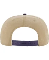 Men's '47 Brand Khaki, Purple Distressed Los Angeles Lakers Chilmark Captain Snapback Hat
