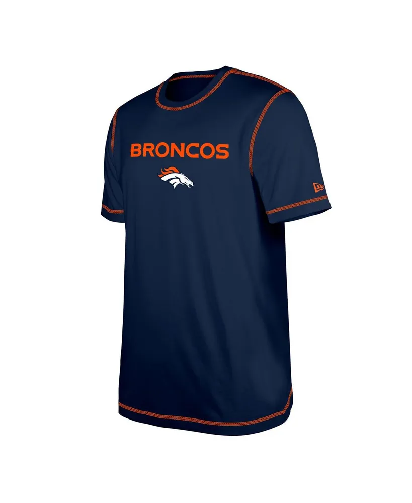 Men's New Era Navy Denver Broncos Third Down Puff Print T-shirt