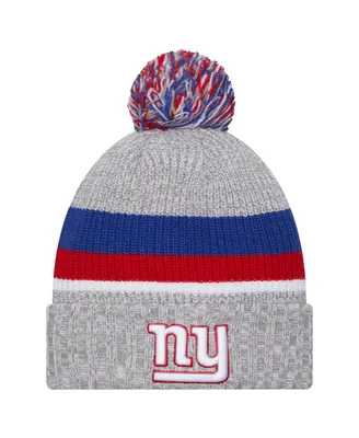 Youth Boys and Girls New Era Heather Gray New York Giants Cuffed Knit Hat with Pom