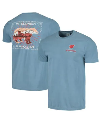 Men's Light Blue Wisconsin Badgers State Scenery Comfort Colors T-shirt