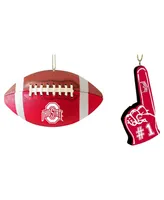 The Memory Company Ohio State Buckeyes Football and Foam Finger Ornament Two-Pack