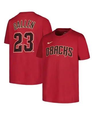 Big Boys Nike Zac Gallen Red Arizona Diamondbacks Name and Number T-shirt