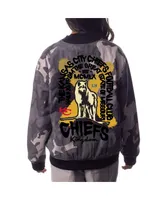 Men's and Women's The Wild Collective Gray Distressed Kansas City Chiefs Camo Full-Zip Bomber Jacket