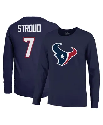 Men's Majestic Threads C.j. Stroud Navy Houston Texans Name and Number Long Sleeve T-shirt