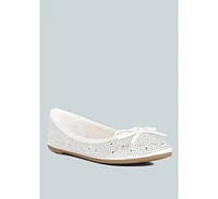 Women's hosana rhinestones and stud embellished ballet flats