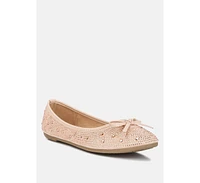 Women's hosana rhinestones and stud embellished ballet flats
