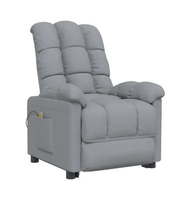 Massage Recliner Light Gray Fabric