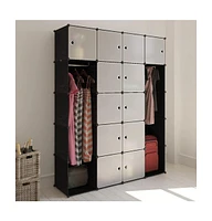 Modular Cabinet with Compartments Black and White 14.6"x57.5"x71.1