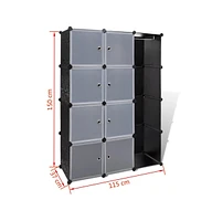 Modular Cabinet with 9 Compartments 14.6"x45.3"x59.1" Black and White