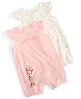 Disney Baby Girls Minnie Mouse Flutter-Sleeve Rompers, Pack of 2