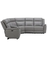 Addyson 117" 6-Pc. Leather Sectional with 3 Zero Gravity Recliners Power Headrests & 1 Console, Created for Macy's