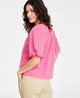 On 34th Women's Eyelet Puff-Sleeve Top, Created for Macy's