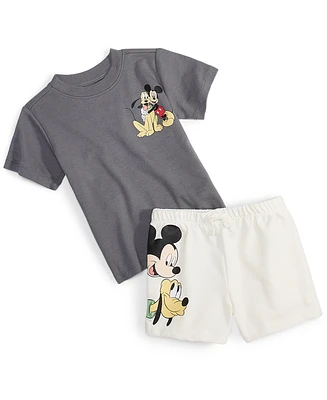 Disney Baby Mickey Mouse & Pluto 2-Pc. Graphic T-Shirt Shorts Set