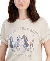 Grayson Threads, The Label Juniors' Rodeo Rolled-Cuff Crewneck Tee