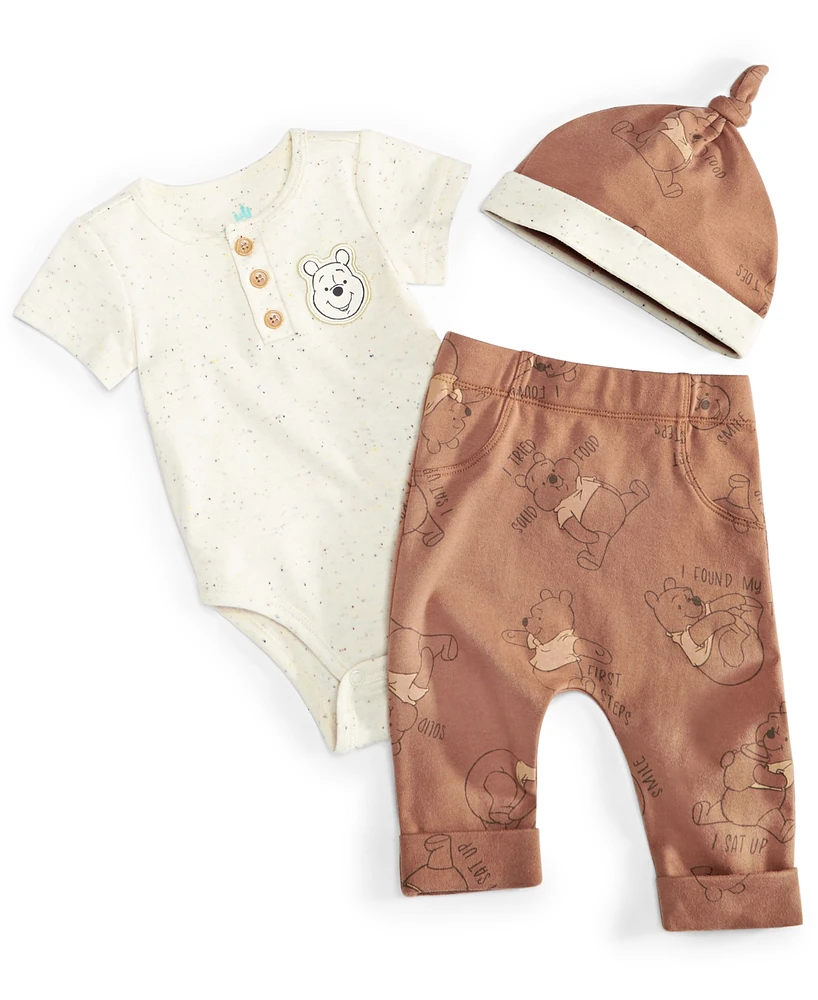 Disney Baby Boys Winnie-the-Pooh Bodysuit, Pants & Hat, 3 Piece Set