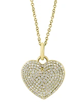 Effy Diamond Pave Heart 18" Pendant Necklace (5/8 ct. t.w.) in 14k Gold