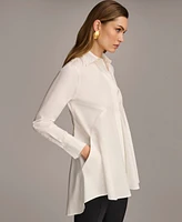 Donna Karan Women's A-Line Button Down Poplin Tunic