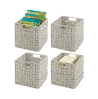 mDesign Seagrass Kitchen Storage Basket with Handles - 4 Pack