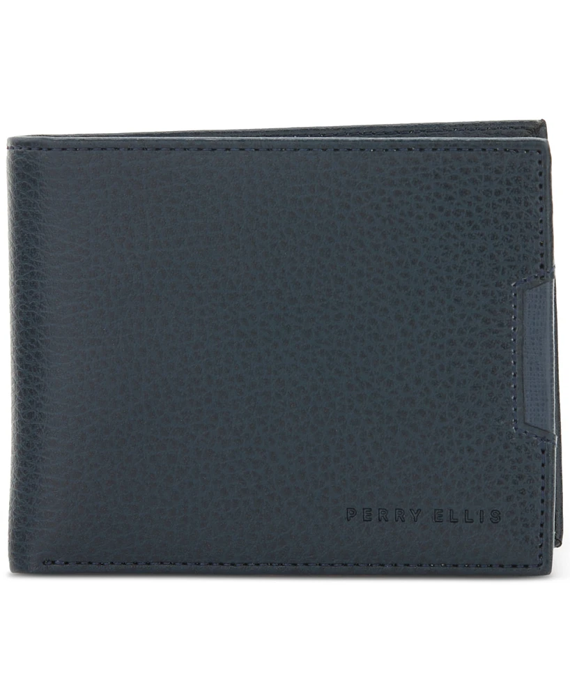 Perry Ellis Portfolio Men's Saffiano Pebble Bifold Wallet