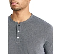 Kenneth Cole Men's 4-Way Stretch Heathered Stand-Collar Pique Henley