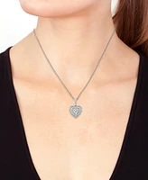 Effy Diamond Heart Halo Cluster 18" Pendant Necklace (1/3 ct. t.w.) in 14k White Gold