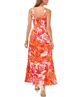 Vince Camuto Women's Floral Smocked Back Tiered Sleeveless Maxi Dress