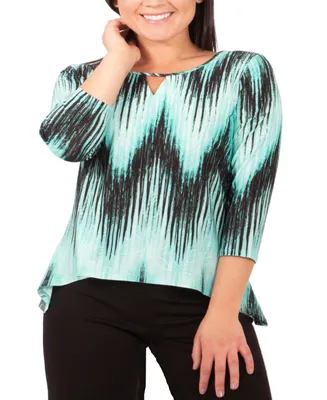 Ny Collection Plus Size 3/4 Sleeve Hi Lo Hem Top