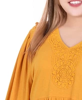 Ny Collection Plus 3/4 Sleeve Knit Gauze Top