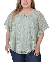 Ny Collection Plus Lace Poncho Top with Bar