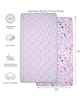 Bedtime Originals Floral Pink/Gray 2-Pack Fitted Crib/Toddler Sheet Set- Flower