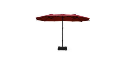 Slickblue 15 ft Extra Large Patio Double Sided Umbrella with Crank and Base