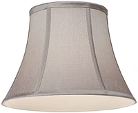 Pewter Gray Small Bell Lamp Shade 7" Top x 12" Bottom x 9" Slant x 8.5" High (Spider) Replacement with Harp and Finial - Springcrest