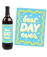 Party Time - Happy Birthday Party - Wine Bottle Label Stickers - Set of 4 - Assorted Pre