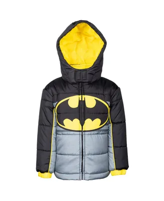 Dc Comics Justice League Superman Batman Zip Up Puffer Jacket Toddler |Child Boys