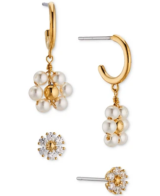 Ajoa by Nadri 2-Pc. Set Cubic Zirconia & Imitation Pearl Flower Earrings