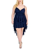 pear culture Trendy Plus High-Low Glitter Petal Dress