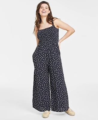 On 34th Women's Smocked Square-Neck Jumpsuit, Created for Macy's