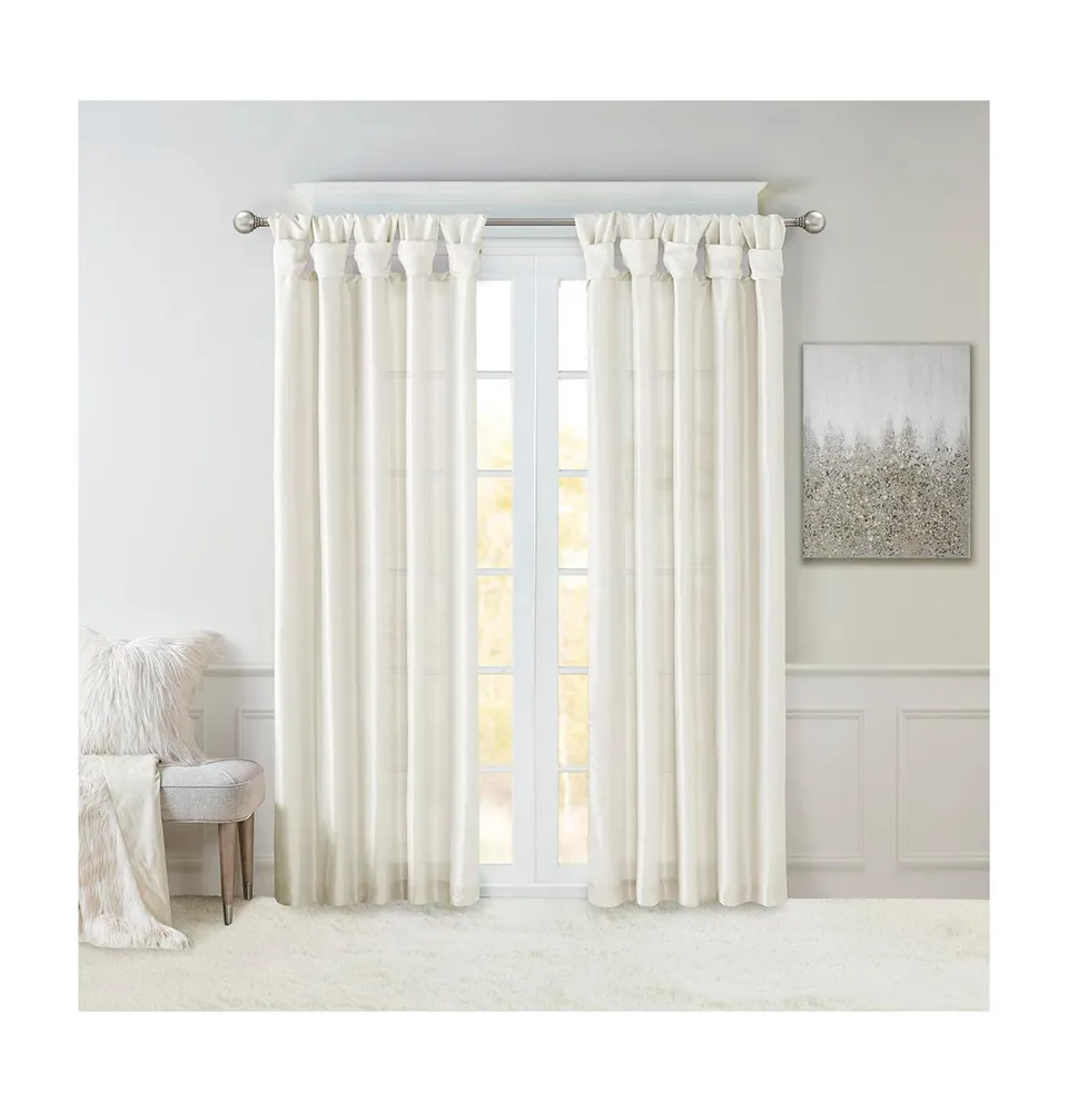 Emilia Twist Tab Lined Window Curtain Panel, 50"W x 120"L