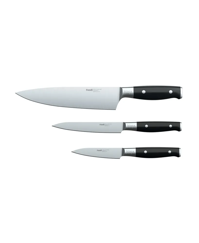 Ninja Foodi NeverDull German Stainless Steel Premium System 3-Piece Chef Knife, Utility Knife Paring Knife Set