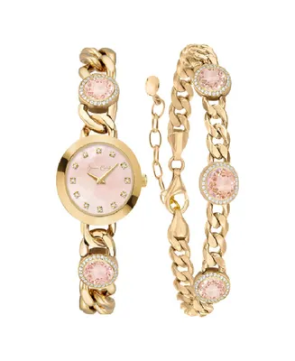 Jessica Carlyle Women's Quartz Gold-Tone Alloy Watch 22.55mm Gift Set