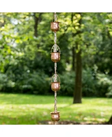 Marrgon Copper Rain Chain with Pot Style Cups for Gutter Downspout Replacement