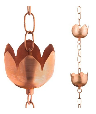 Marrgon Copper Rain Chain with Tulip Style Cups for Gutter Downspout Replacement