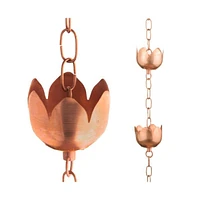 Marrgon Copper Rain Chain with Tulip Style Cups for Gutter Downspout Replacement