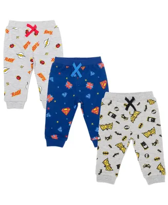 Dc Comics Baby Boys Justice League Superman The Flash Batman 3 Pack Jogger Pants